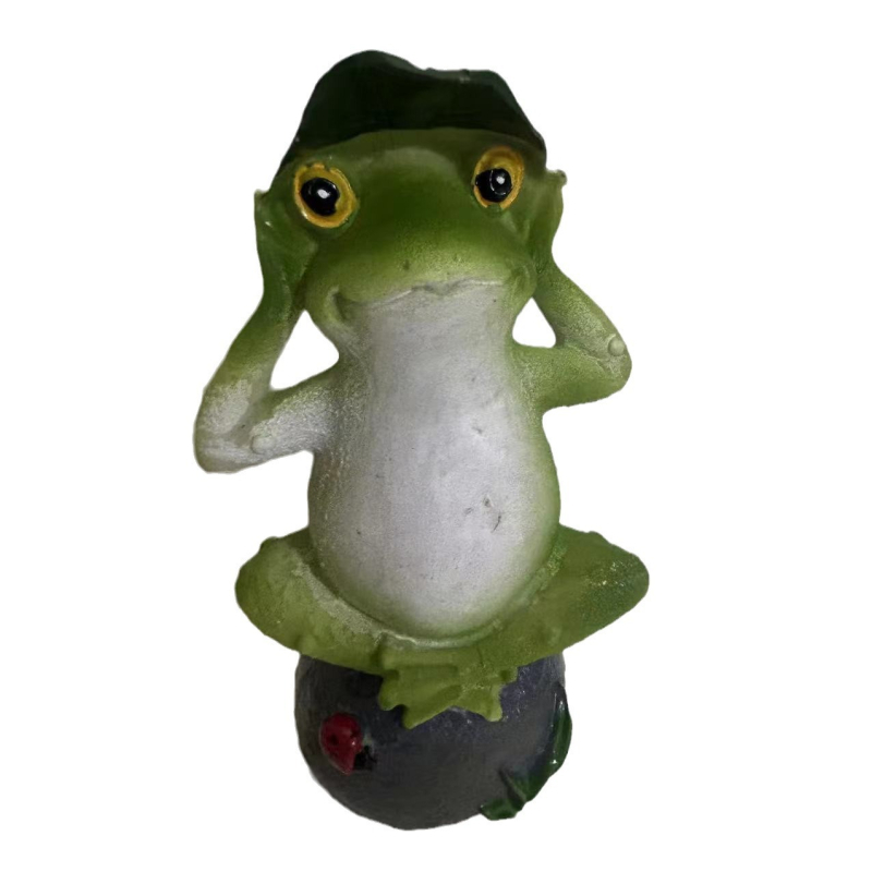 Saulės kiemo kraštovaizdžio apšvietimas, modelis TH-269, varlių su lotoso lapų dizainas, medžiaga plastmasė + derva, LED šviesos šaltinis