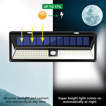 Napelemes kültéri falikar 118 LED-del, mozgásérzékelő, 600 lm, 5500–6500K, IP65