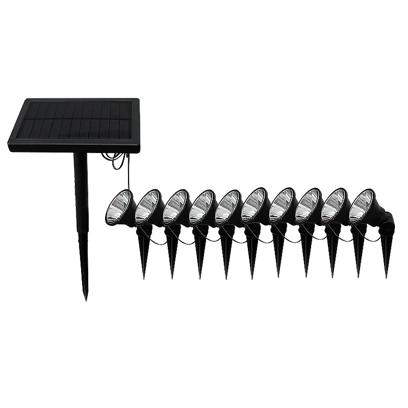 Соларни градински LED светлини в лента, 10 LED, IP65, соларно захранване, закрепване в тревата, време на работа 6-12 ч.