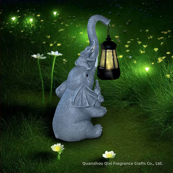 Άγαλμα ελέφαντα από ρητίνη με ηλιακό φωτισμό για κήπο, εξωτερικό διακοσμητικό φως, μάρκα Seven-color incense