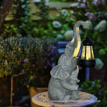 Άγαλμα ελέφαντα από ρητίνη με ηλιακό φωτισμό για κήπο, εξωτερικό διακοσμητικό φως, μάρκα Seven-color incense