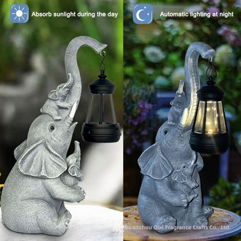 Άγαλμα ελέφαντα από ρητίνη με ηλιακό φωτισμό για κήπο, εξωτερικό διακοσμητικό φως, μάρκα Seven-color incense