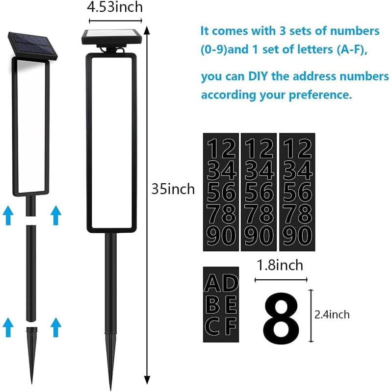 Соларна подова светлина за входна табела с LED, модел KW1908703, мощност 3, напрежение 1.2, осветително време 6–12 ч, живот 26800 ч