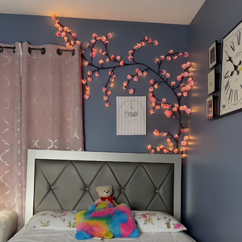 LED ágvilágítás – Sakura motívum, USB-tápellátás, távirányító, 72/96/144 LED, melegfehér, IP44