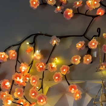 LED ágvilágítás – Sakura motívum, USB-tápellátás, távirányító, 72/96/144 LED, melegfehér, IP44