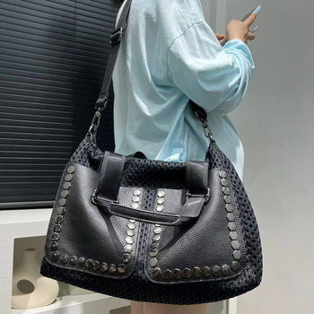 Geantă de subraț din nylon, stil urban, formă orizontal pătrată, fermoar, căptuială poliester