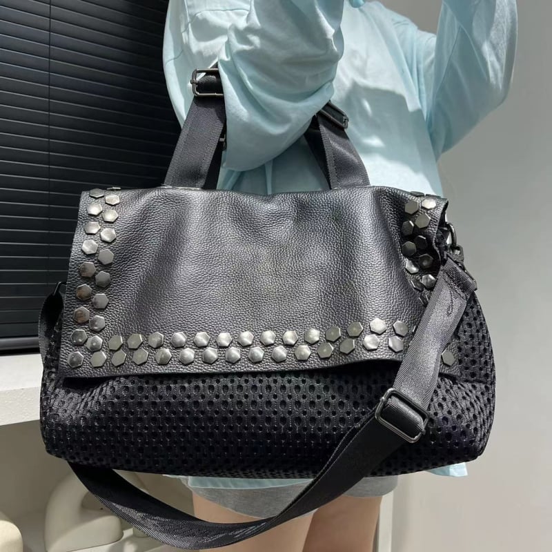 Geantă de subraț din nylon, stil urban, formă orizontal pătrată, fermoar, căptuială poliester