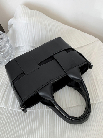 Geantă bucket țesută, material PU, stil pătrat, vara 2024, utilizare zilnică