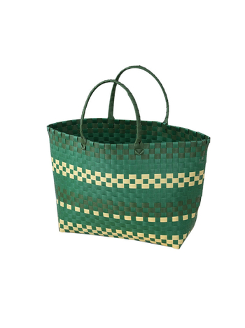 Плетена чанта за носене с открит връх, вертикална квадратна форма, PU подплата – свеж и сладък стил