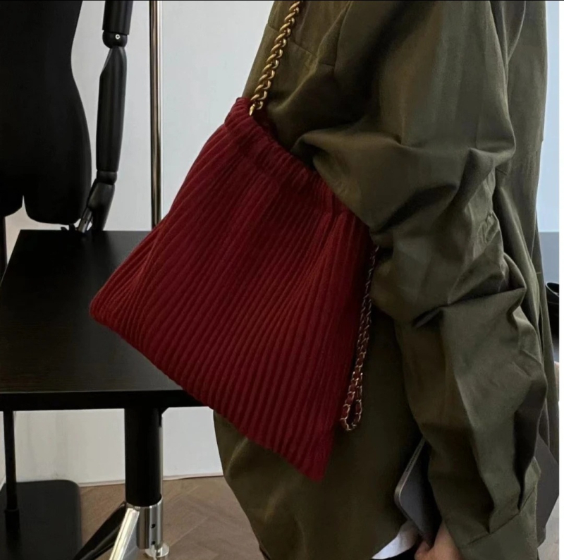 Oxford anyagból készült crossbody láncos táska, utcai stílus, hónalj táska, 2025 tavasz