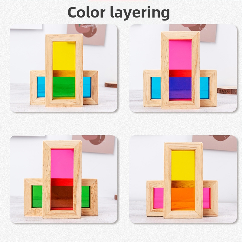 Дървени строителни блокчета с гумено дърво и акрилни дъги, персонализиране на лого, за деца 4–6 години, 0.95 кг
