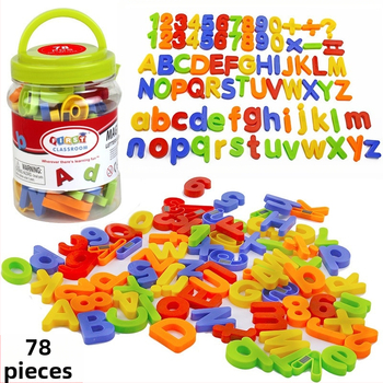 Magnētisks agrīnā izglītības komplekts: angļu alfabēta burti, skaitļi un Pinyin magnēti lasīšanai; plastmasa; vecums 4–6 gadi