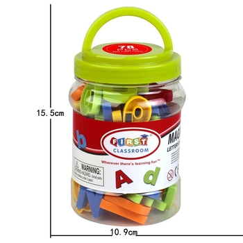 Magnētisks agrīnā izglītības komplekts: angļu alfabēta burti, skaitļi un Pinyin magnēti lasīšanai; plastmasa; vecums 4–6 gadi