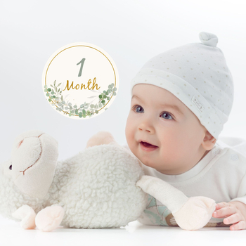 Одеяло за отбелязване на месеците на бебето с месечни стикери (материал: картон, стил: карикатура, готов за подарък)