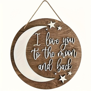 Ακρυλική πινακίδα καλωσορίσματος με το μήνυμα `I love you to the moon and back` — διακοσμητικό τοίχο τέχνης; κατασκευή γλυπτικής και εκτύπωσης; έτοιμο δώρο για γιορτές και γενέθλια; κατάλληλο για ζευγάρια και φίλους