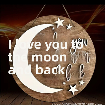 Ρολόι τοίχου με σχέδιο άστρου και σελήνης – μοντέρνο μινιμαλιστικό ξύλινο κρεμαστό, από μασίβιο ξύλο, Aisi