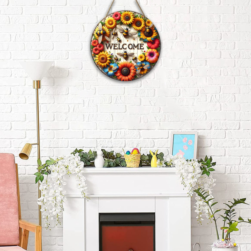 Ξύλινο σήμα πόρτας με μέλισσα από τη Zixun — ξύλο, εκτύπωση, έτοιμο για δώρο; κατάλληλο για γενέθλια και μετακόμιση