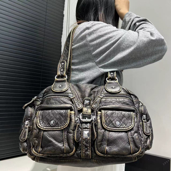 PU Tote торба, винтидж стил, цип за затваряне, вътрешна преграда с цип, вътрешен слой