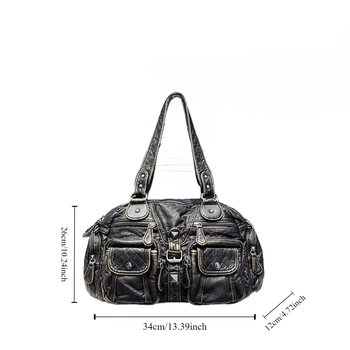 PU Tote торба, винтидж стил, цип за затваряне, вътрешна преграда с цип, вътрешен слой