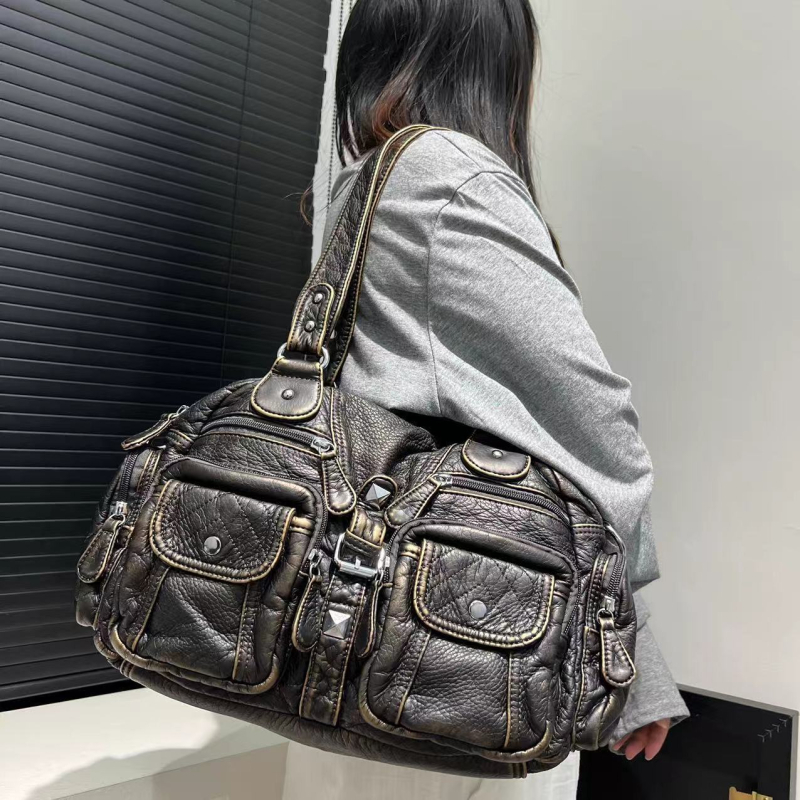 PU Tote торба, винтидж стил, цип за затваряне, вътрешна преграда с цип, вътрешен слой