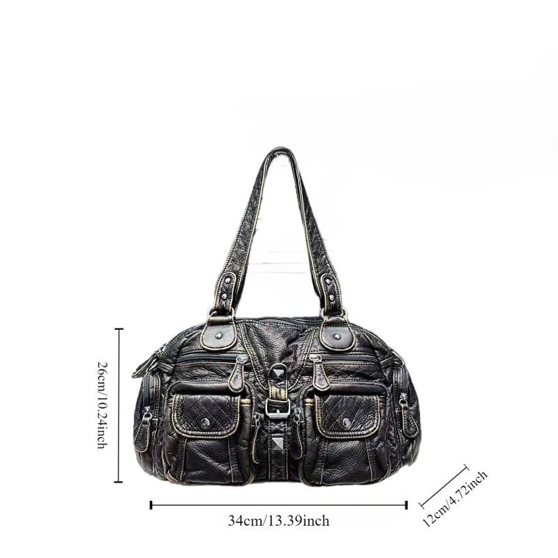 PU Tote торба, винтидж стил, цип за затваряне, вътрешна преграда с цип, вътрешен слой