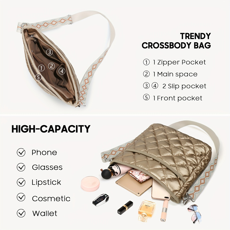 Чанта-кофа за рамо, градски стил, дайвинг платно, вертикална квадратна форма, с цип за затваряне, вътрешен джоб с цип и джоб за ID