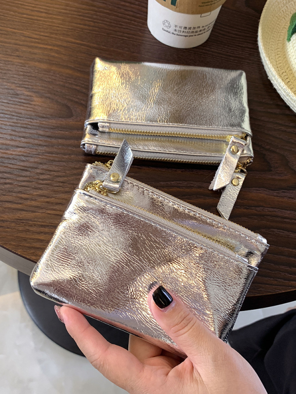 Moterų monetų piniginė su užtrauktuku, iš tikros odos, kompakti rankinei, daugiafunkcinė, 2023 metų žiema