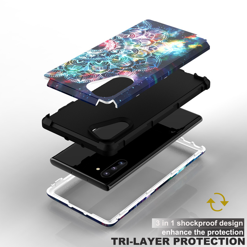 Θήκη πλάτης για Samsung Note10/Note10 Plus, σιλικόνη + PC, σετ τριών μερών, αντίσταση σε πτώσεις, σχέδιο λωτού