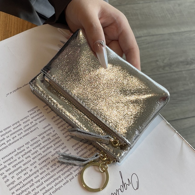 Iš tikros odos monetų piniginė su užtrauktuku, didelė talpa, kortelių kišenė, moterų kasdieniam stiliui