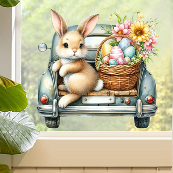 Αυτοκόλλητο αυγού Πάσχα με Λαγουδάκι για Υπνοδωμάτιο και Μπαλκόνι, PVC, αυτοκόλλητο, Μοντέρνο Μινιμαλιστικό Στυλ, 1 τεμάχιο