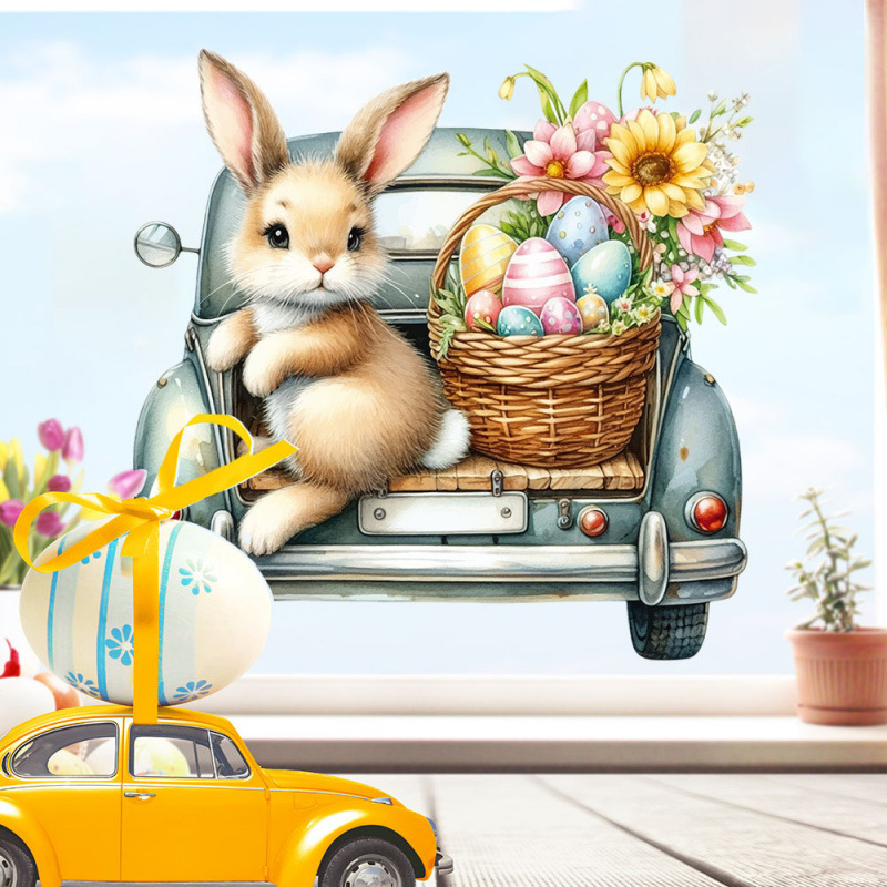 Αυτοκόλλητο αυγού Πάσχα με Λαγουδάκι για Υπνοδωμάτιο και Μπαλκόνι, PVC, αυτοκόλλητο, Μοντέρνο Μινιμαλιστικό Στυλ, 1 τεμάχιο