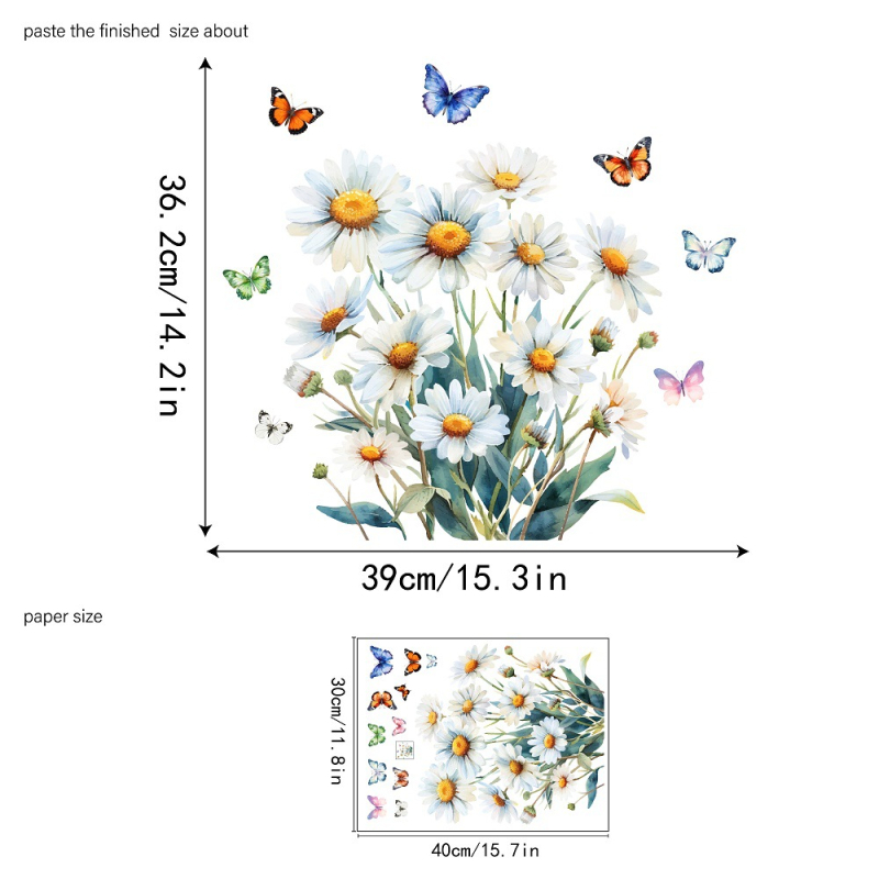 Αϊκε JD3440 3D Daisy γυάλινο αυτοκόλλητο για πόρτες και παράθυρα μπαλκονιού, PVC, ηλεκτροστατική εφαρμογή χωρίς κόλλα, μοντέρνος μινιμαλισμός, σαλόνι/υπνοδωμάτιο