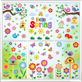 Ακουαρέλα Λουλούδι Παραθύρου – Αυτοκόλλητο με Διπλής Όψης Εκτύπωση, Ηλεκτροστατικό Κόλλημα, PVC, Μοντέλο Φύλλα, Στυλ Λουλουδιών, για σαλόνι, υπνοδωμάτιο, εξωτερικούς χώρους και εμπορικούς χώρους