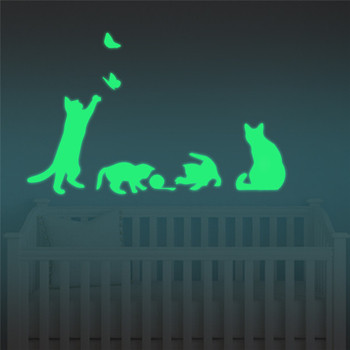Αυτοκόλλητο τοίχου με γάτα – φωσφορίζον στο σκοτάδι, αδιάβροχο PVC, cartoon στυλ, μοτίβο 25071470803, ένα τεμάχιο
