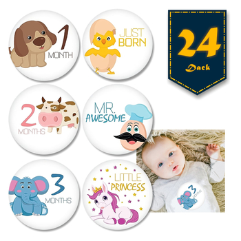 Реквизити за снимки на бебешки постижения и паметни стикери за бременност – карикатурен стил, медни стикери върху хартия