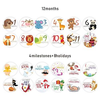 Реквизити за снимки на бебешки постижения и паметни стикери за бременност – карикатурен стил, медни стикери върху хартия