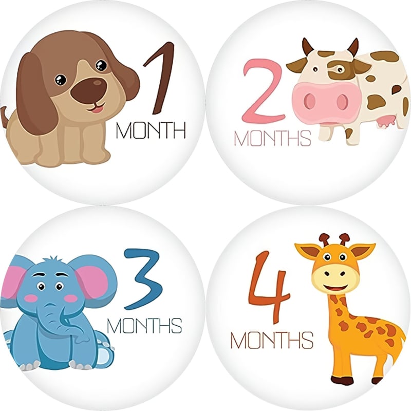 Реквизити за снимки на бебешки постижения и паметни стикери за бременност – карикатурен стил, медни стикери върху хартия