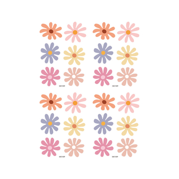 Τοίχοι αυτοκόλλητα με μαργαρίτες σε μποέμ στυλ για παιδικό δωμάτιο, PVC, 4 τεμάχια, επίπεδη σχεδίαση, κατάλληλοι για υπνοδωμάτιο, γραφείο, κουζίνα, μπάνιο