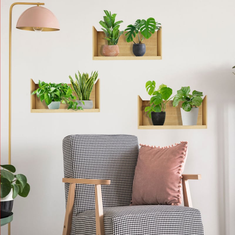 PVC Graffiti falikép, 3 darabos növényi dekoráció, nappaliba és hálószobába, modern minimalista stílus