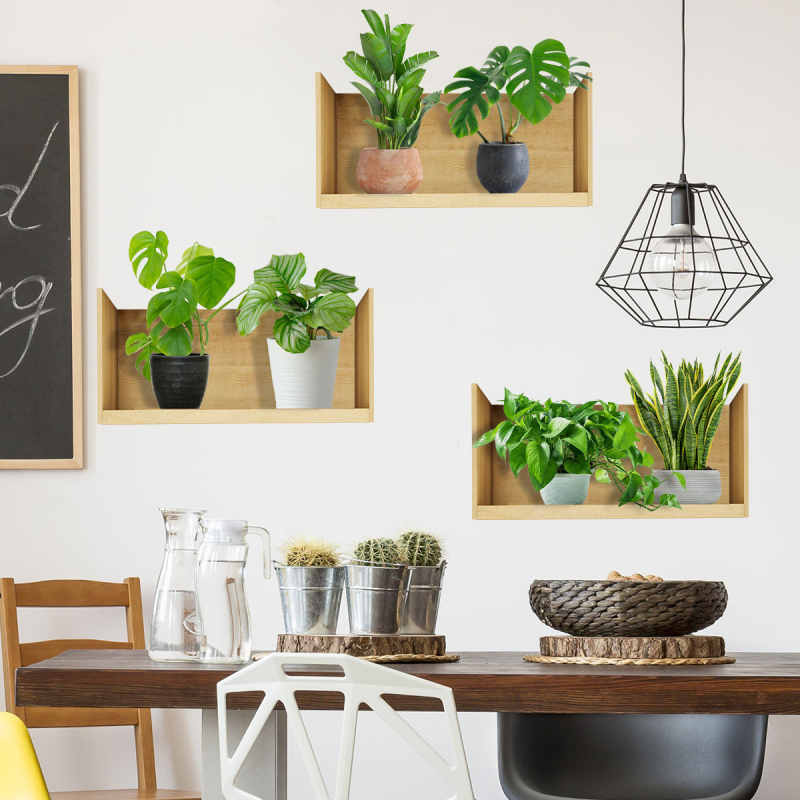 PVC Graffiti falikép, 3 darabos növényi dekoráció, nappaliba és hálószobába, modern minimalista stílus