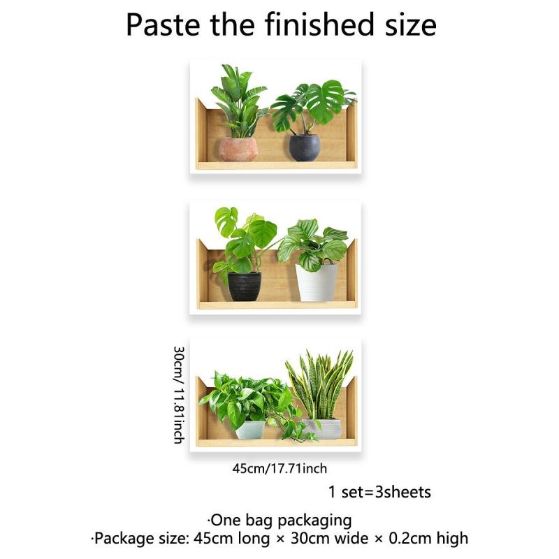 PVC Graffiti falikép, 3 darabos növényi dekoráció, nappaliba és hálószobába, modern minimalista stílus