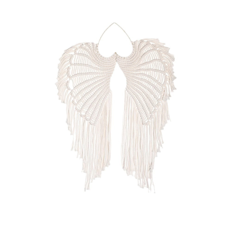 Κρεμαστό τοίχου - χειροποίητα φτερά αγγέλου από βαμβακερά νήματα, υφαντό ταπισερί, αγροτικού στυλ, κατασκευασμένο στο Yiwu