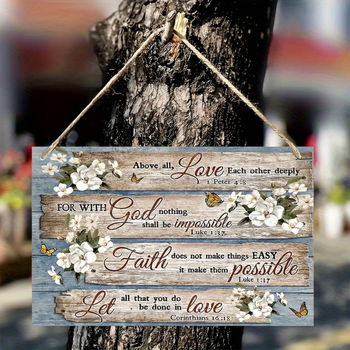 Дървен знак с надпис Бог благослови — модерен минималистичен декоративен висулък