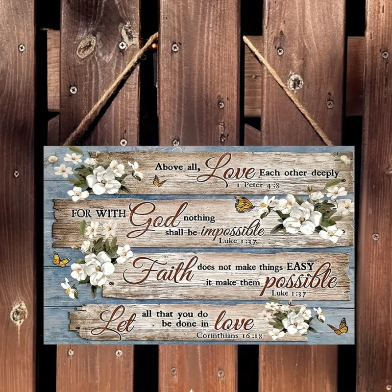 Дървен знак с надпис Бог благослови — модерен минималистичен декоративен висулък