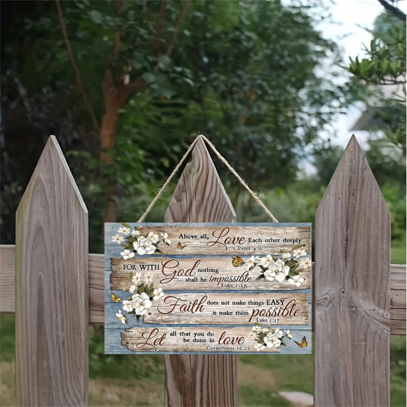 Дървен знак с надпис Бог благослови — модерен минималистичен декоративен висулък