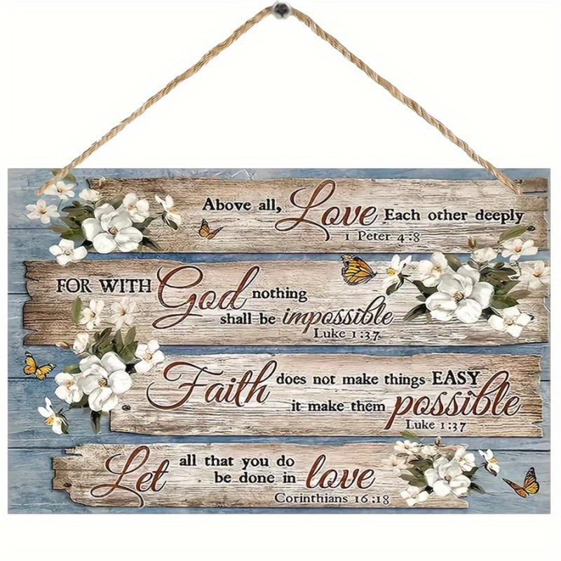 Дървен знак с надпис Бог благослови — модерен минималистичен декоративен висулък