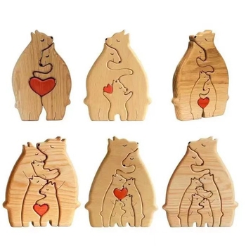 Fából készült puzzle-maci dekoráció – modern, egyszerű nappali dekoráció