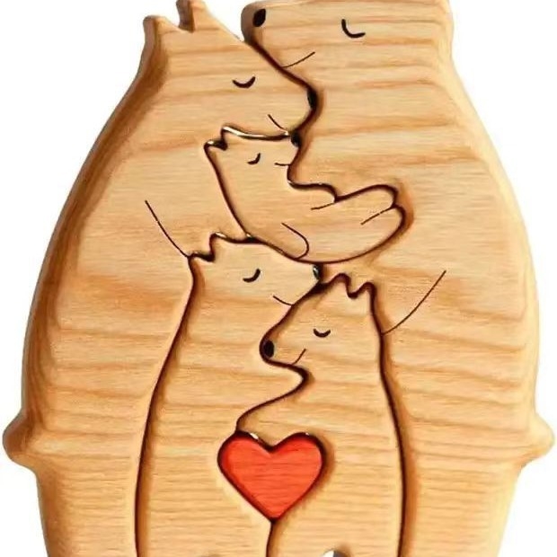 Fából készült puzzle-maci dekoráció – modern, egyszerű nappali dekoráció