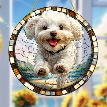 Ακρυλικό διακοσμητικό τοίχου με σκύλο και στήριγμα παραθύρου – εσωτερική/εξωτερική διακόσμηση, εκτύπωση, έτοιμο για δώρο