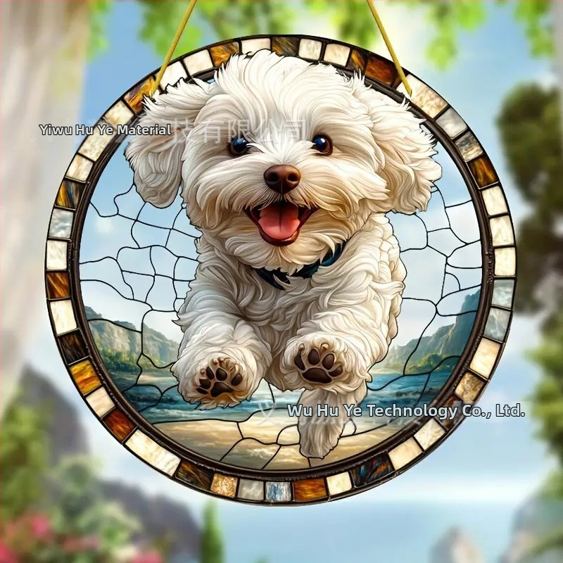 Акрилно кучешко стенно окачване с монтаж за прозорец – за вътрешна и външна декорация, готово за подарък